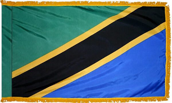 Tanzania flag with fringe - for indoor use