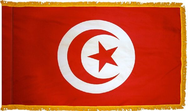 Tunisia flag with fringe - for indoor use