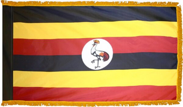 Uganda flag with fringe - for indoor use