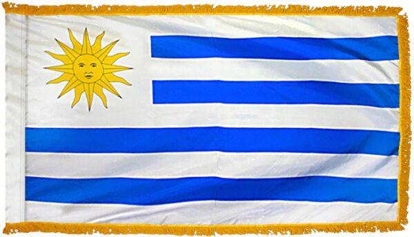 Uruguay flag with fringe - for indoor use