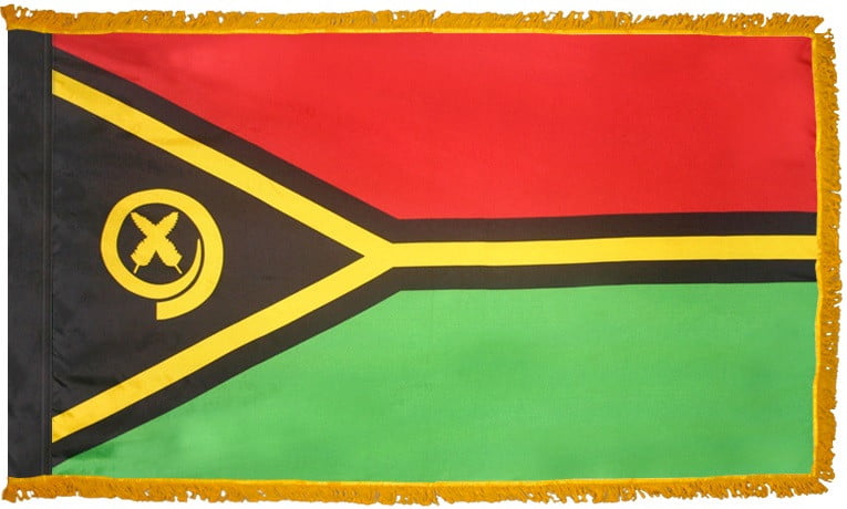 Vanuatu Flag with Fringe - For Indoor Use