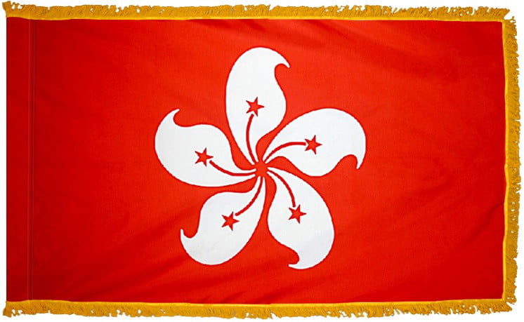 Xianggang Hong Kong Flag with Fringe - For Indoor Use