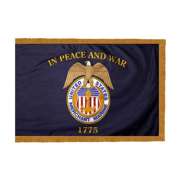 Merchant Marines Flag with Fringe - 3'x5' - For Indoor Use