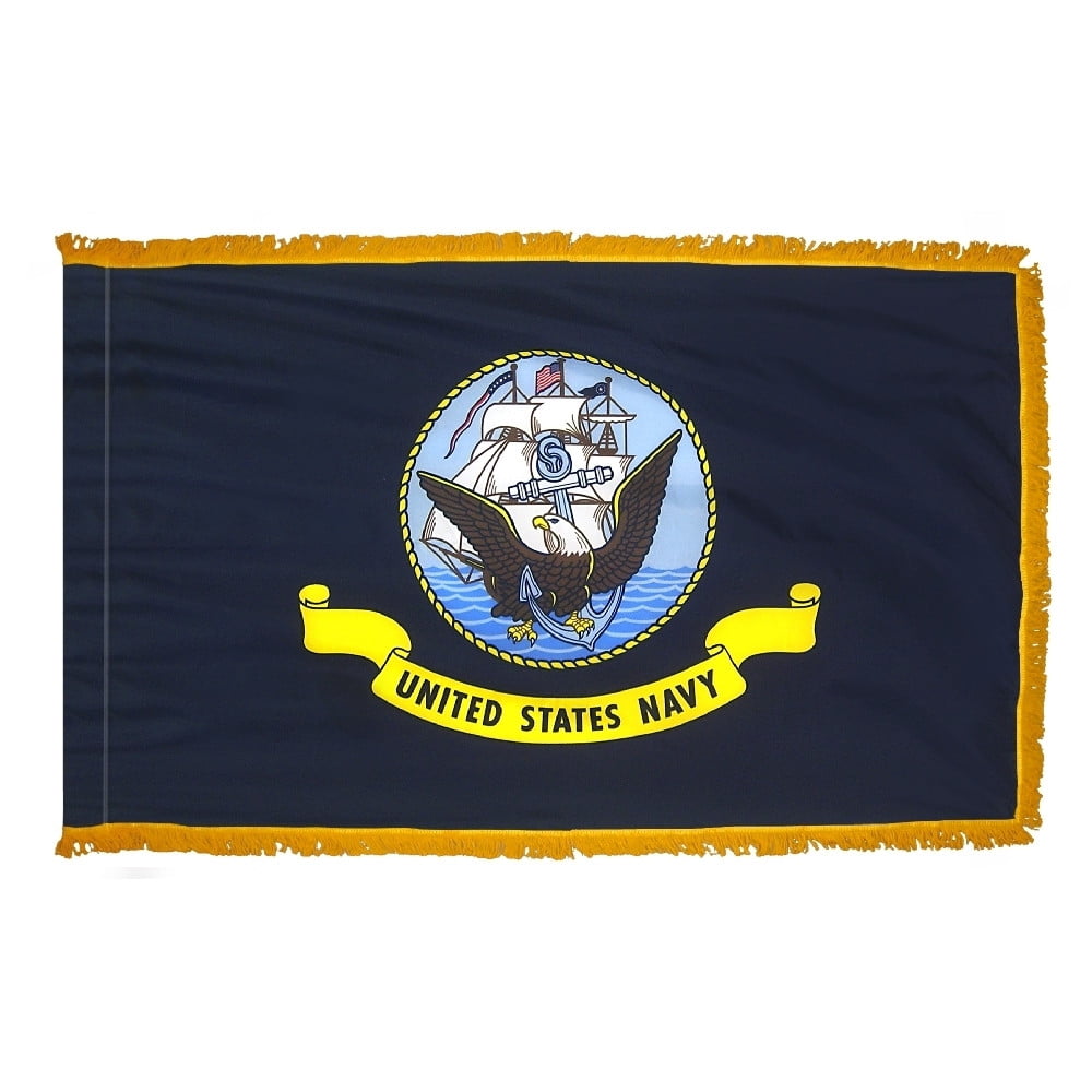 Navy Flag with Fringe - For Indoor Use