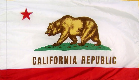 California - state flag with pole sleeve - for indoor use