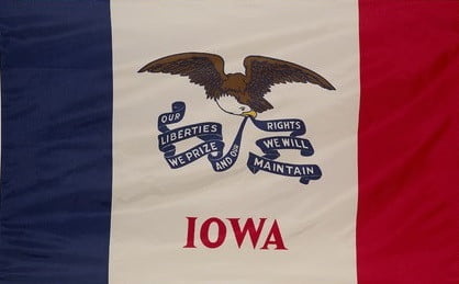 Iowa - state flag with pole sleeve - for indoor use