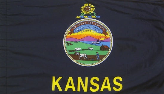 Kansas - state flag with pole sleeve - for indoor use