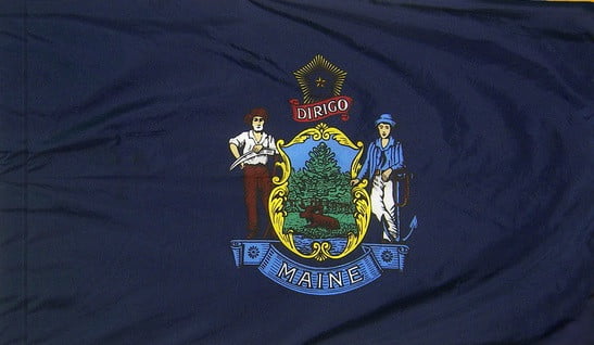 Maine - state flag with pole sleeve - for indoor use