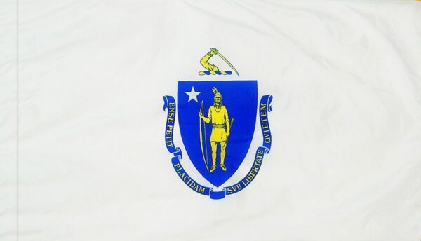 Massachusetts - state flag with pole sleeve - for indoor use