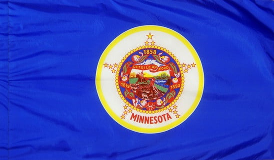 Minnesota - state flag with pole sleeve - for indoor use