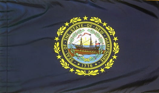 New hampshire - state flag with pole sleeve - for indoor use