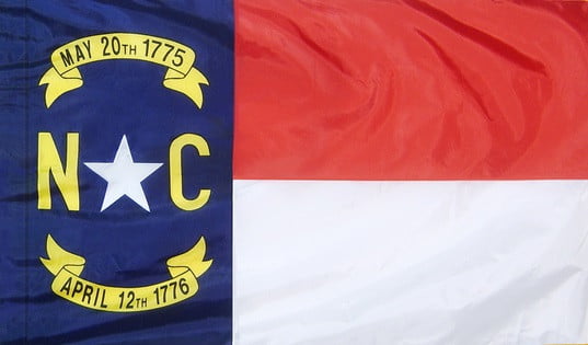 North carolina - state flag with pole sleeve - for indoor use