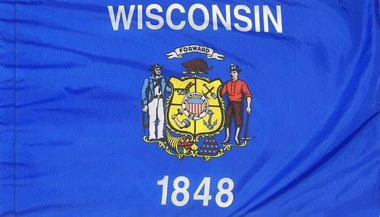 Wisconsin - state flag with pole sleeve - for indoor use