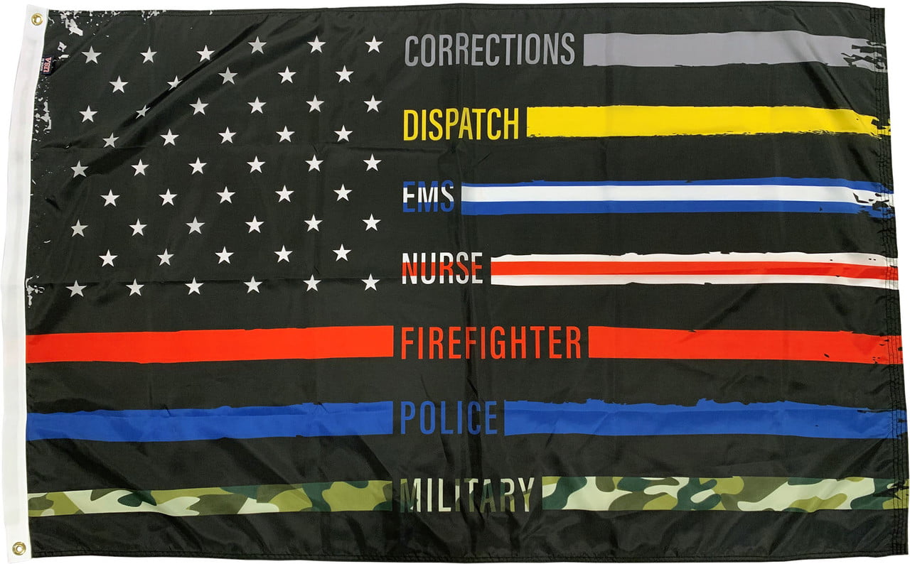 Thin Line First Responder American Flag - 3'x5' - For Outdoor Use