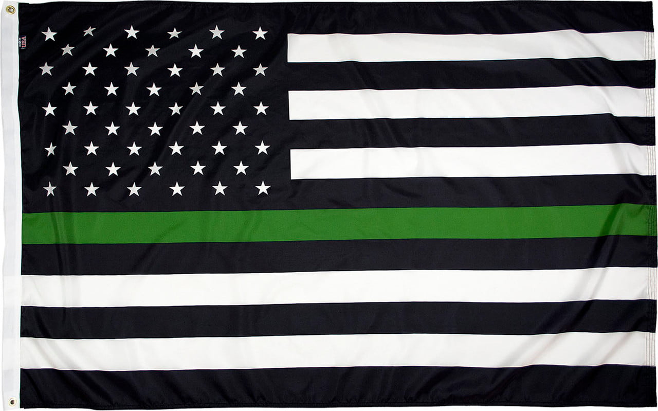 Thin Green Line American Flag - 3'x5' - For Outdoor Use