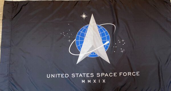 Space force flag with pole sleeve - for indoor use