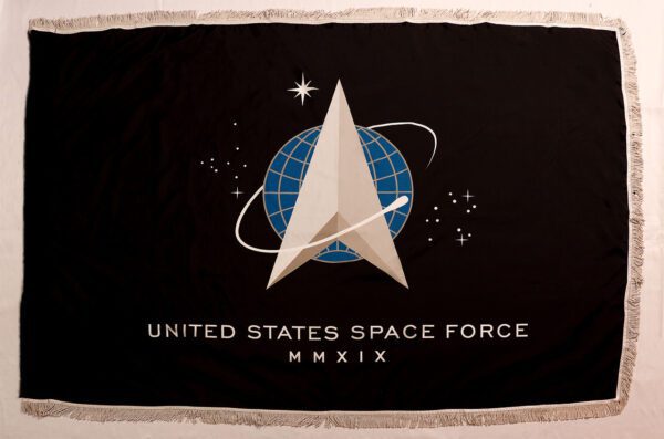 Space force flag with fringe - for indoor use