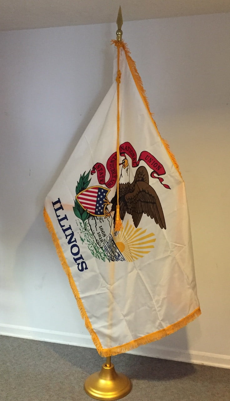State Flag Set - Gold Adjustable Aluminum Flagpole