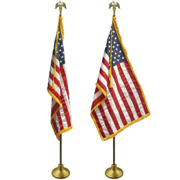 State flag set - gold adjustable aluminum flagpole